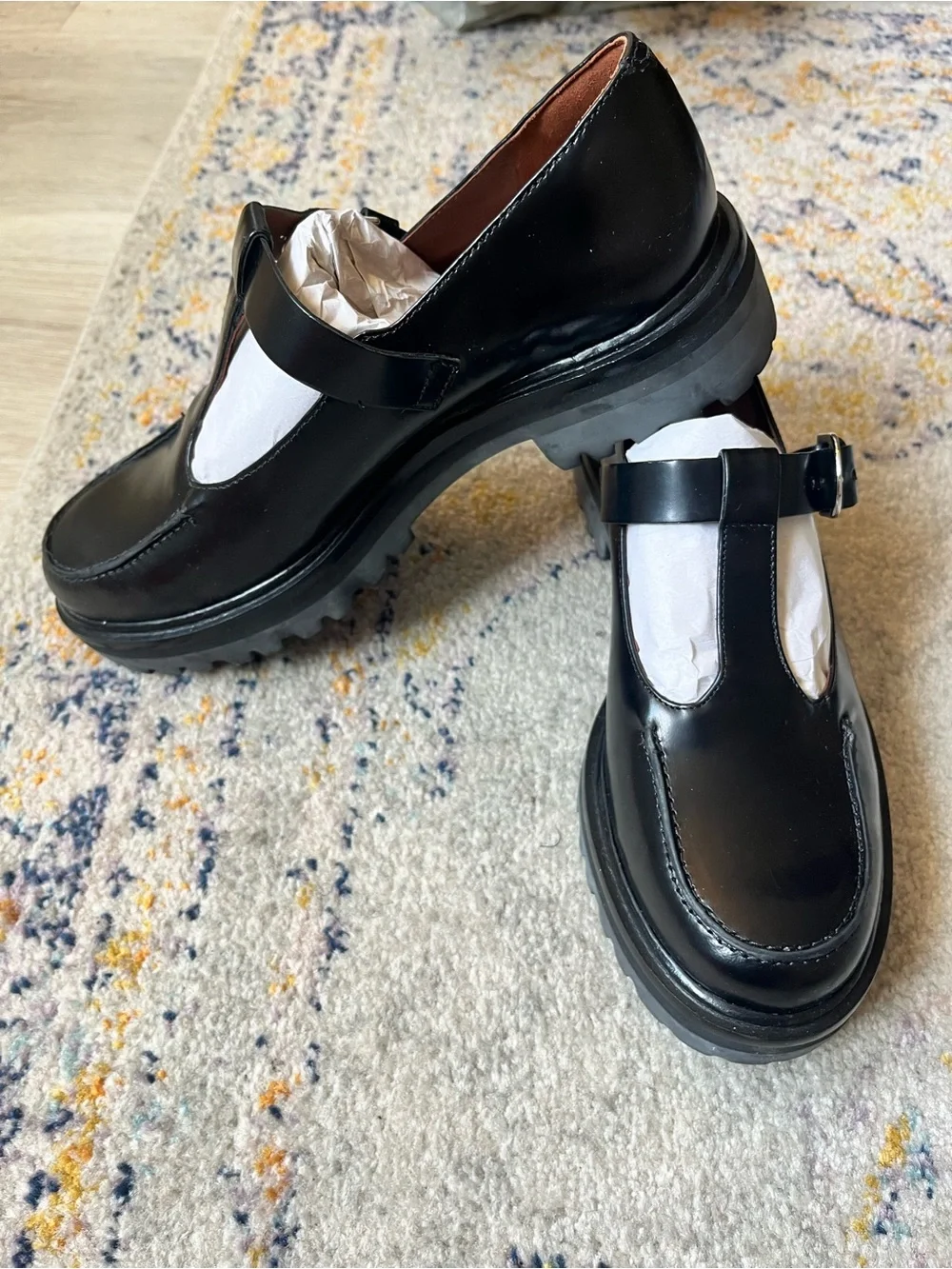 Reformation Black T-Strap Patent-Look Kids Dress Shoes